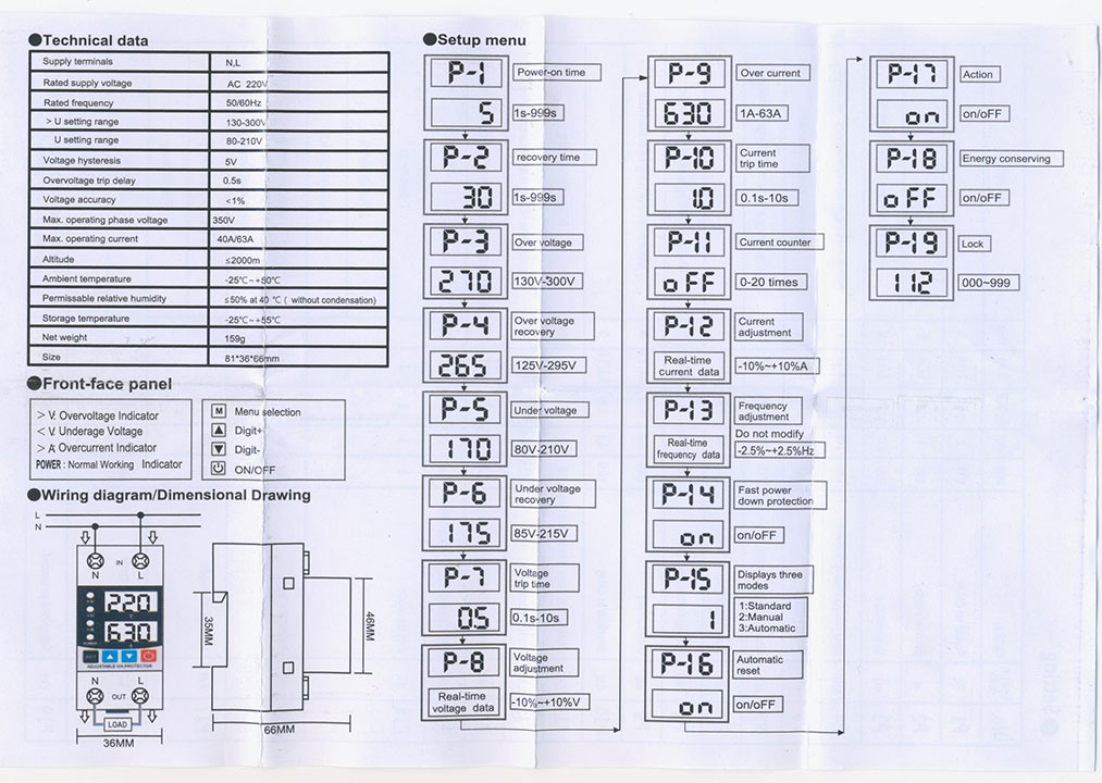 محافظ ولتاژ جریان 100امپر | محافظ ولتاژ مدلwsavp-100 - Image 3