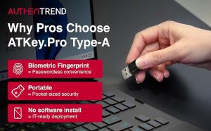 Alternative view of کلید امنیتی اثر انگشتی ATKey.Pro  – FIDO2  USB-A